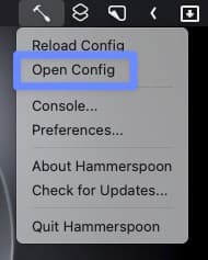 Hammerspoon Menubar Open Config