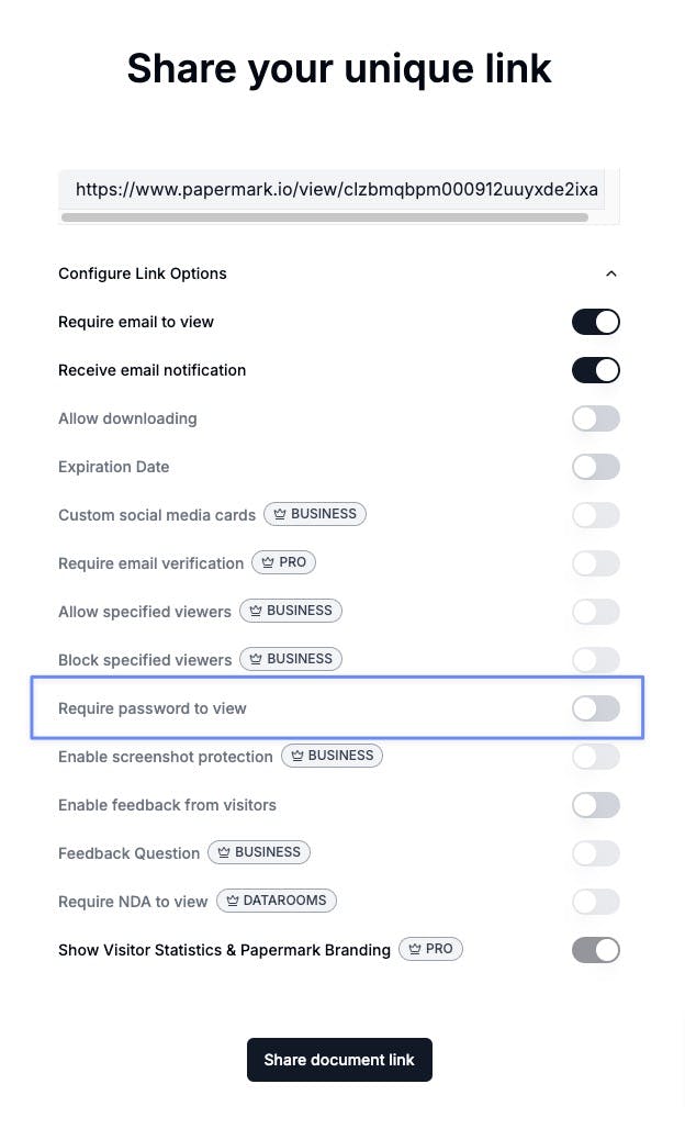 Papermark Set Password