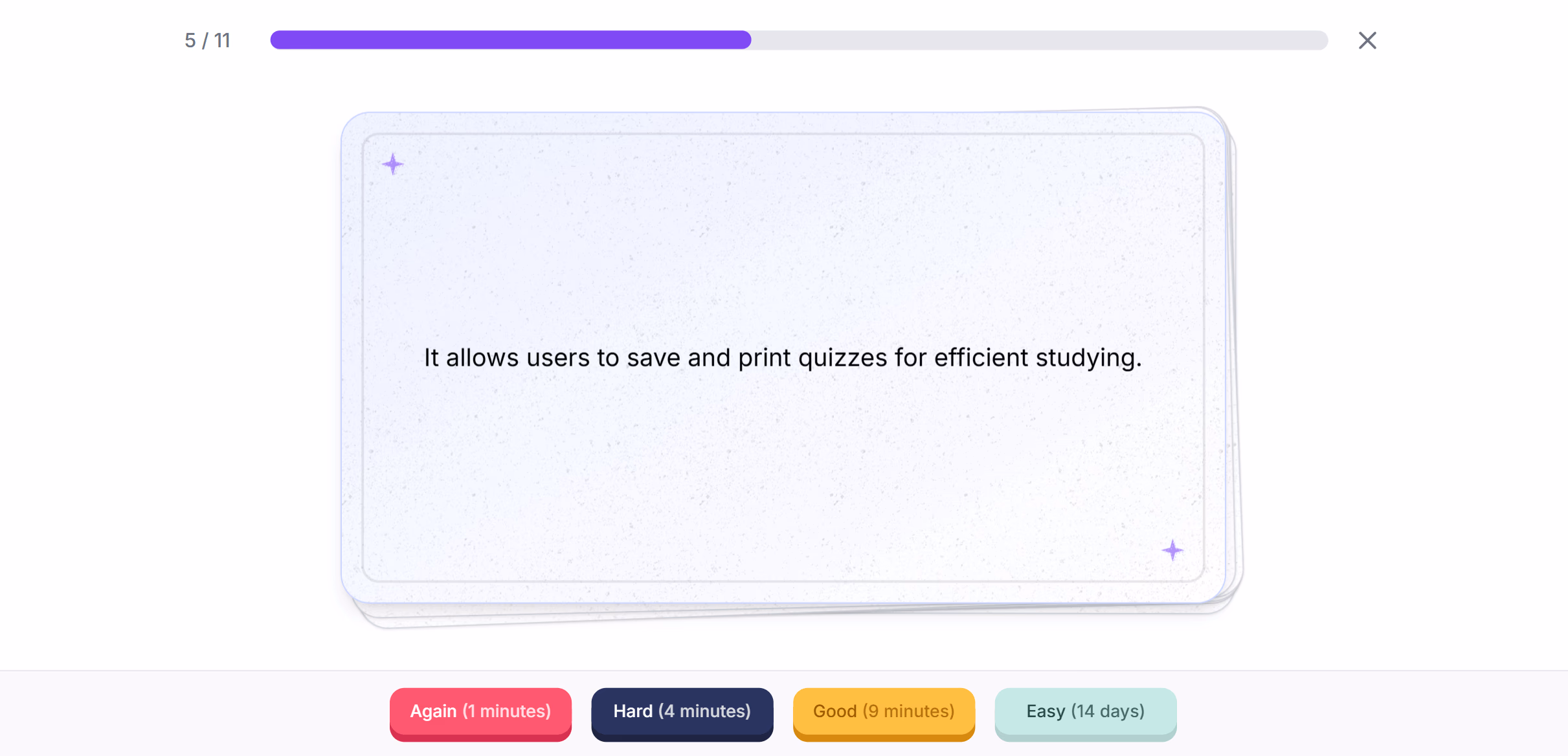 Quizrise Spaced Repetition Example