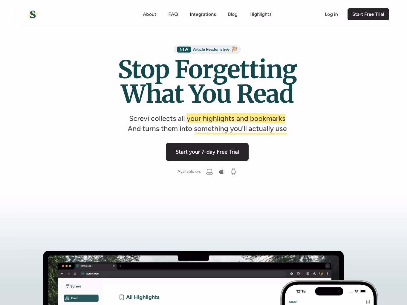 Screvi Website Landing Page