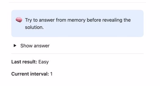 hide answer spaced repetition notion