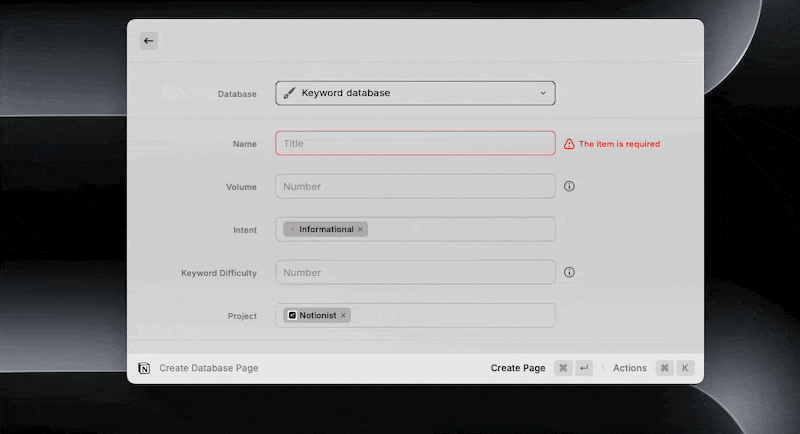 Creating a Raycast Quicklink for a configured Notion command
